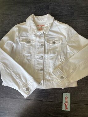 Cat & Jack White Kids Denim Jacket with Button Front